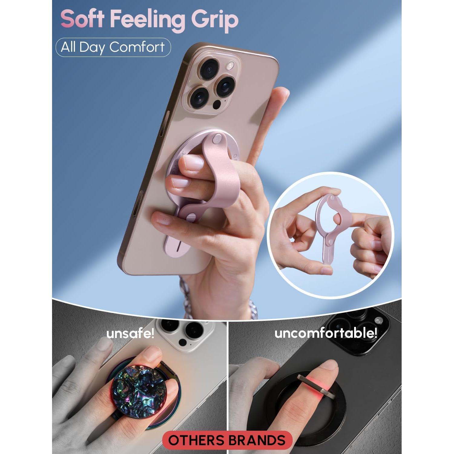 Soporte Magnético para Teléfono GripMate Rosa - Compatible iPhone 16