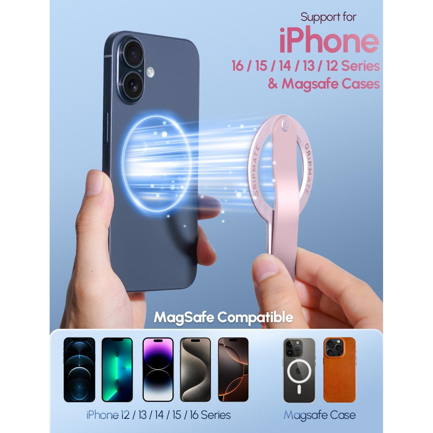 Soporte Magnético para Teléfono GripMate Rosa - Compatible iPhone 16