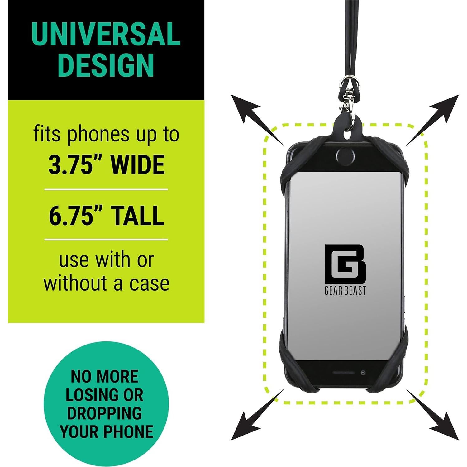 Soporte Lanyard Universal Gear Beast para Smartphone Negro