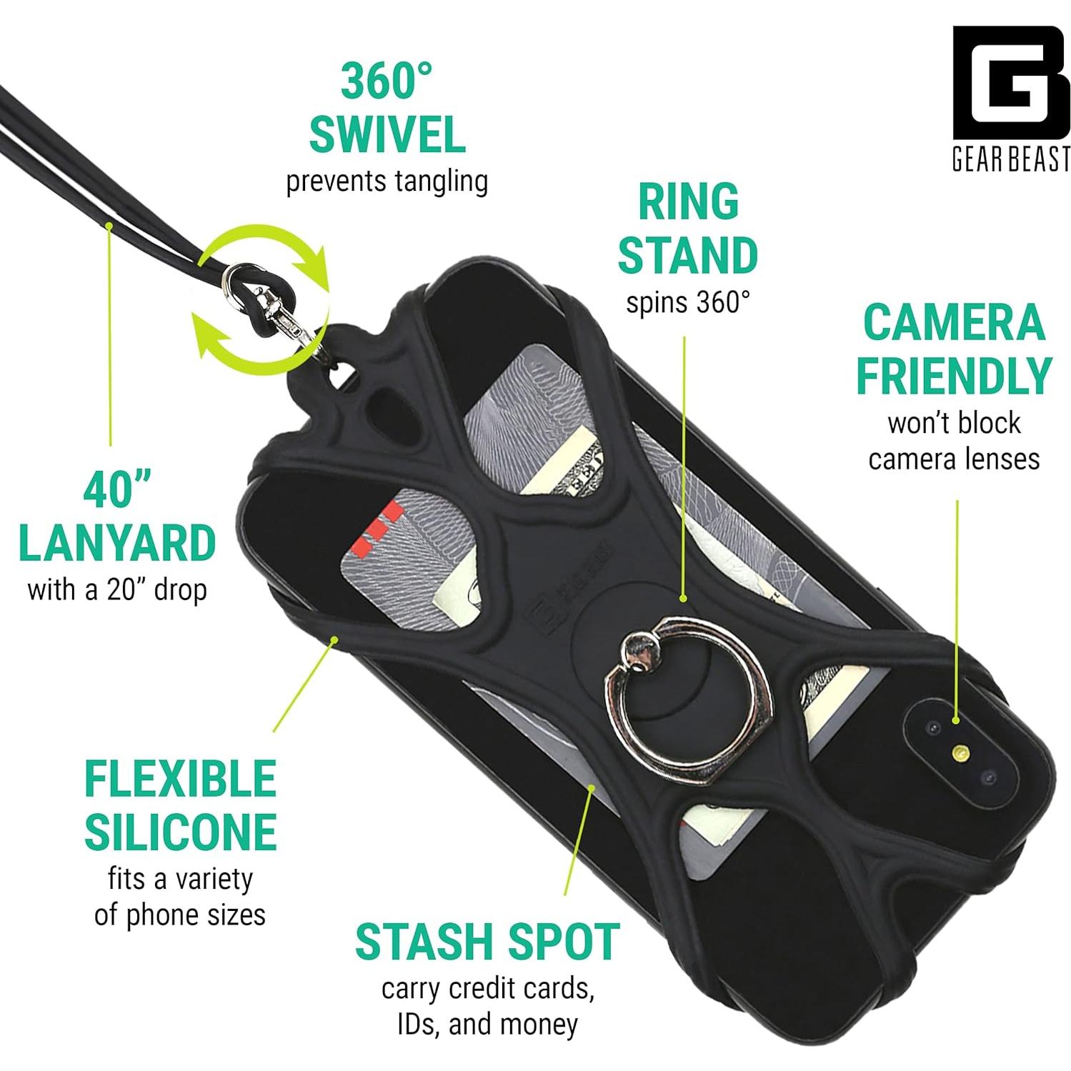 Soporte Lanyard Universal Gear Beast para Smartphone Negro