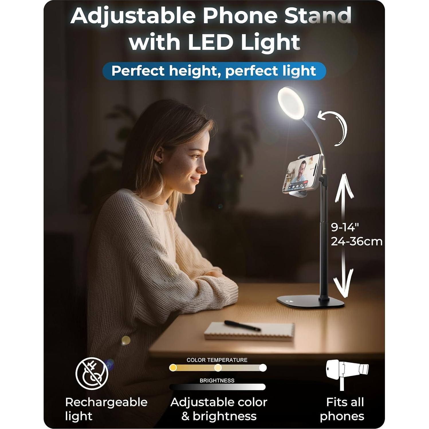 Soporte para Teléfono con Luz LED ChatStand Halo 9-14"