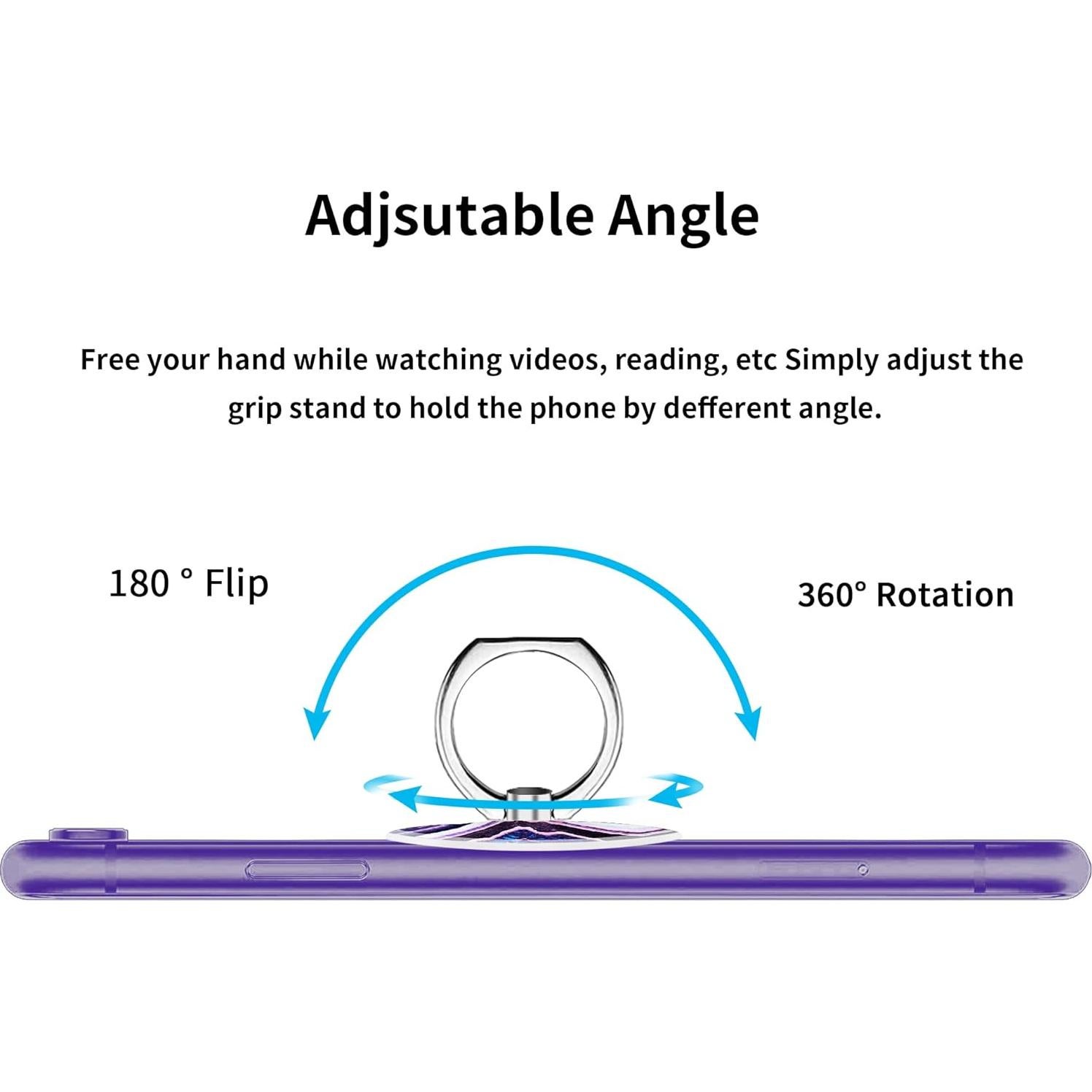 Printed Marble Purple Phone Holder Ring Grips, Finger Ring Stand for Cell Phone Tablet