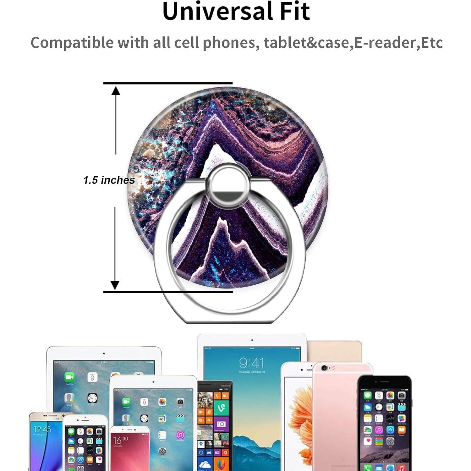 Printed Marble Purple Phone Holder Ring Grips, Finger Ring Stand for Cell Phone Tablet