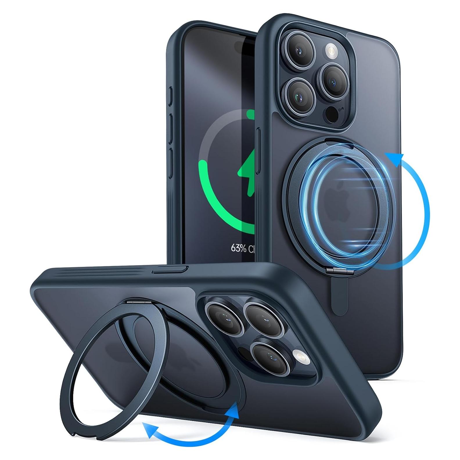 Funda JETech para iPhone 15 Pro Max 6.7" con Soporte Rotatable