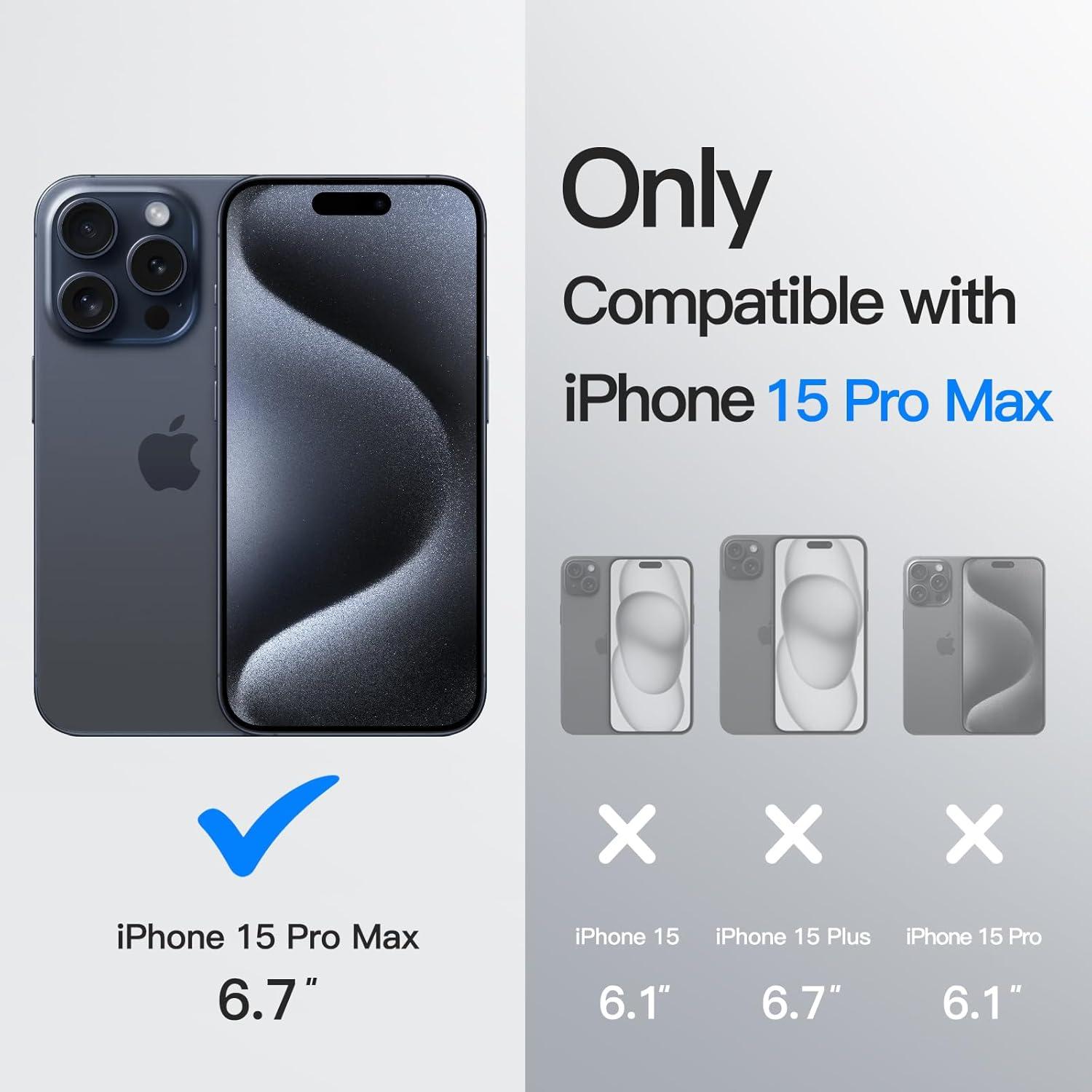 Funda JETech para iPhone 15 Pro Max 6.7" con Soporte Rotatable