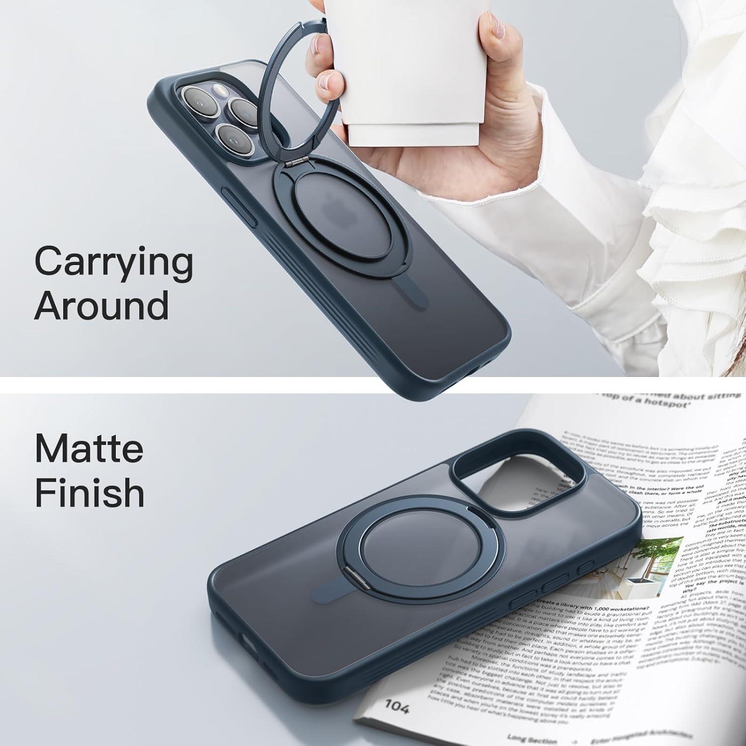 Funda JETech para iPhone 15 Pro Max 6.7" con Soporte Rotatable