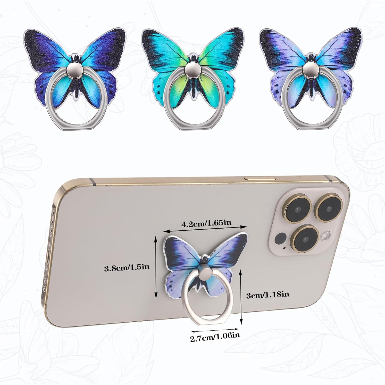 Soporte de anillo para teléfono móvil AOZUO 3 PCS mariposa