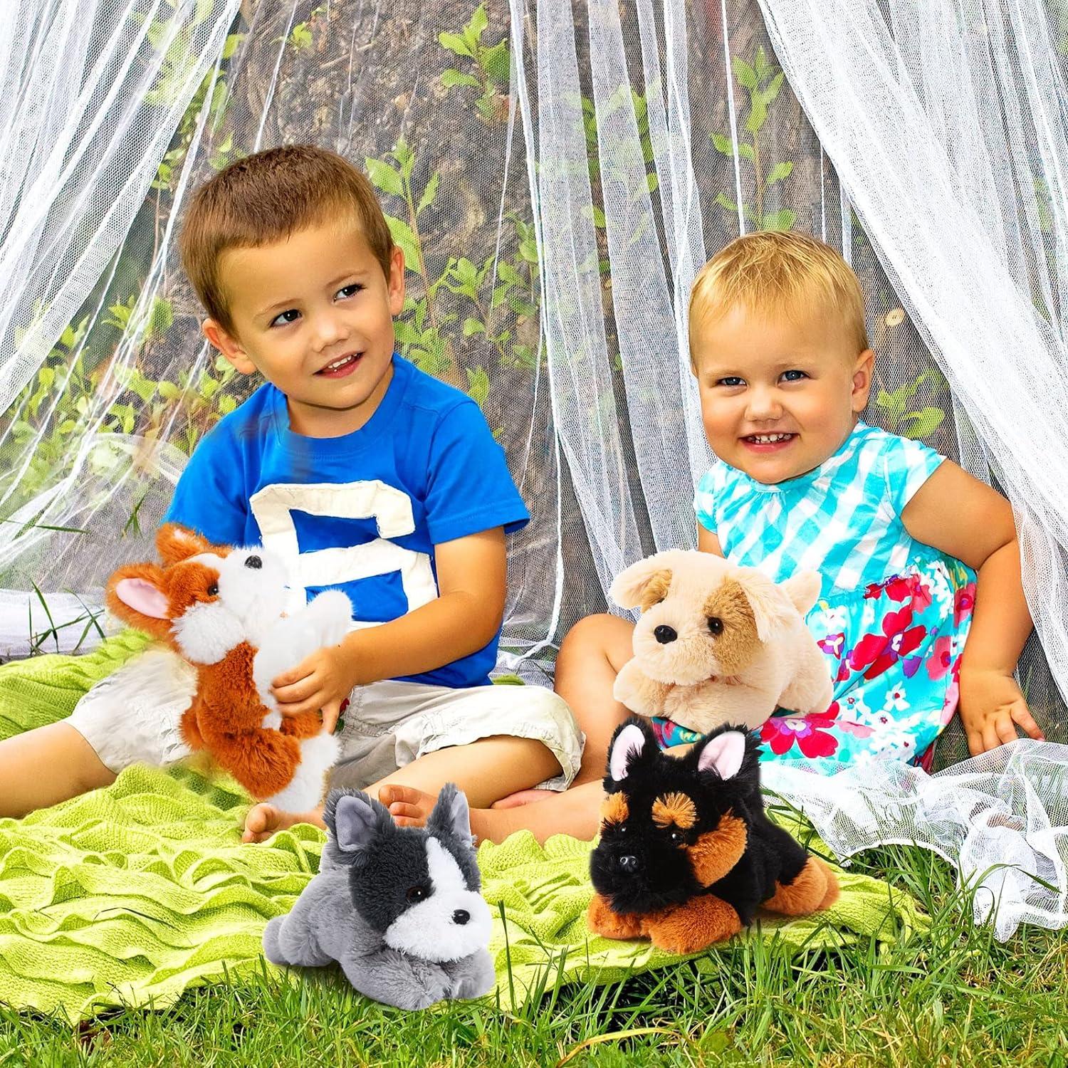 Paquete de 4 almohadas de peluche Suilung perros clásicos