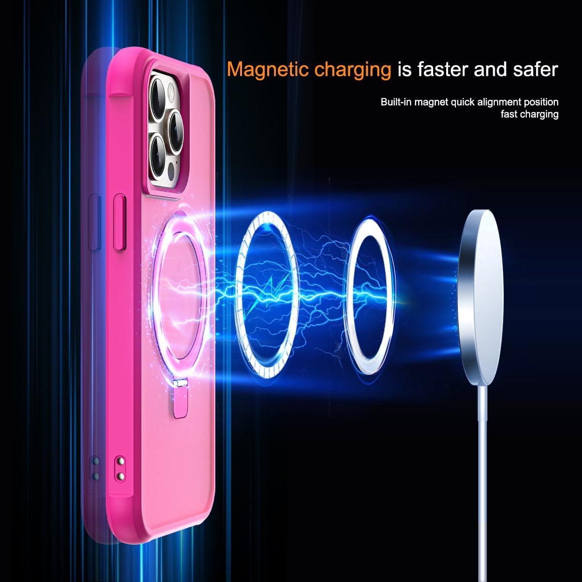 Funda para iPhone 15 Pro Max SKYLMW Rosa con Soporte Magnético