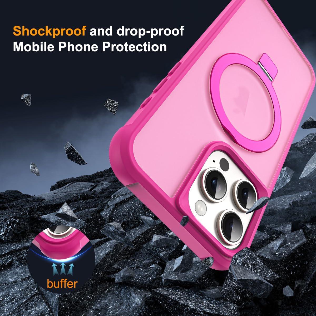 Funda para iPhone 15 Pro Max SKYLMW Rosa con Soporte Magnético