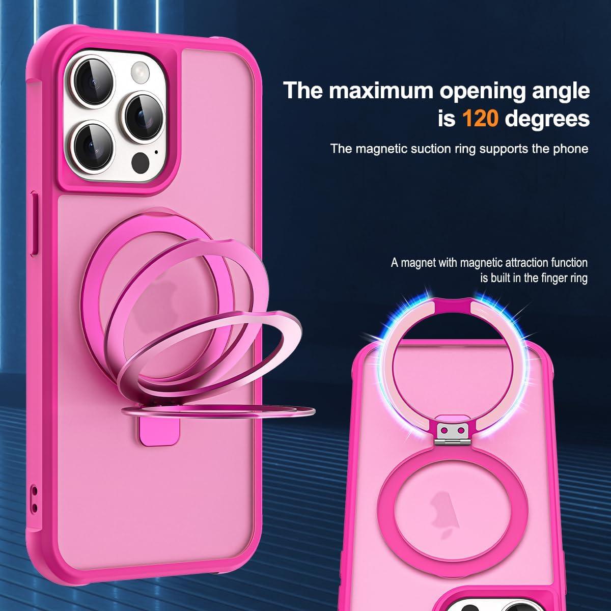 Funda para iPhone 15 Pro Max SKYLMW Rosa con Soporte Magnético