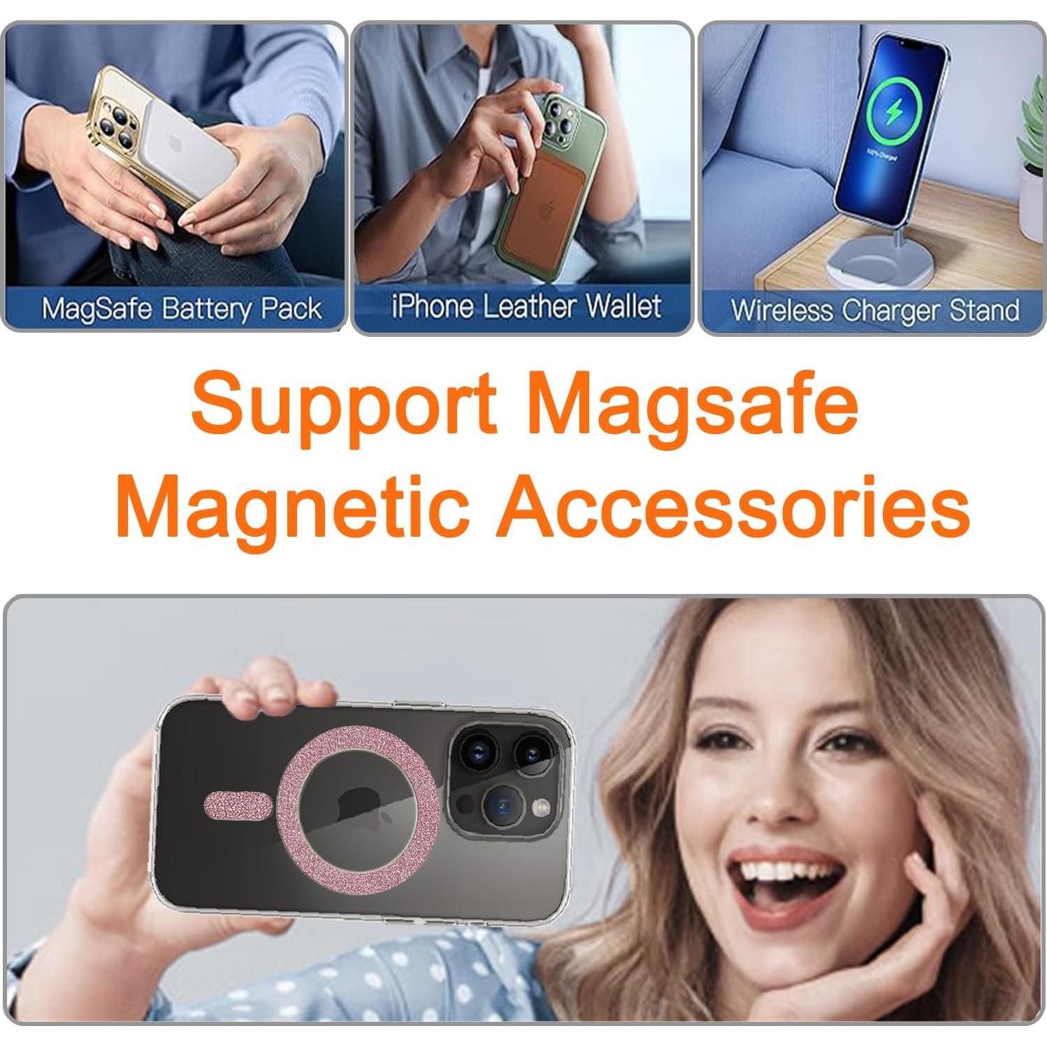 Anillo Magnético Brillante COJOC para MagSafe Rosa - 3 Piezas