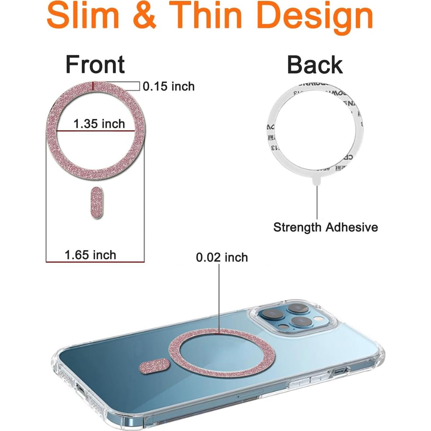 Anillo Magnético Brillante COJOC para MagSafe Rosa - 3 Piezas