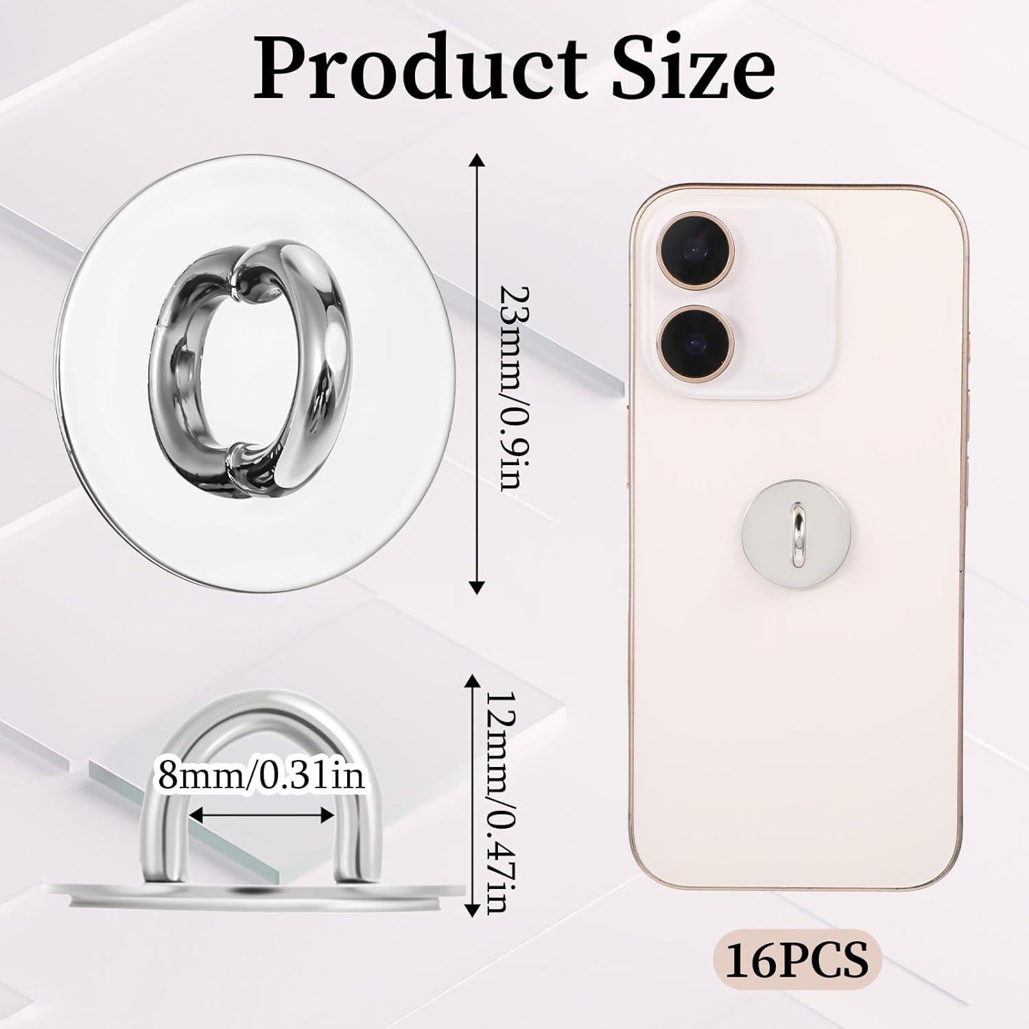 16 Ganchos de Encanto para Teléfono Zyghjort Plata Adhesivos