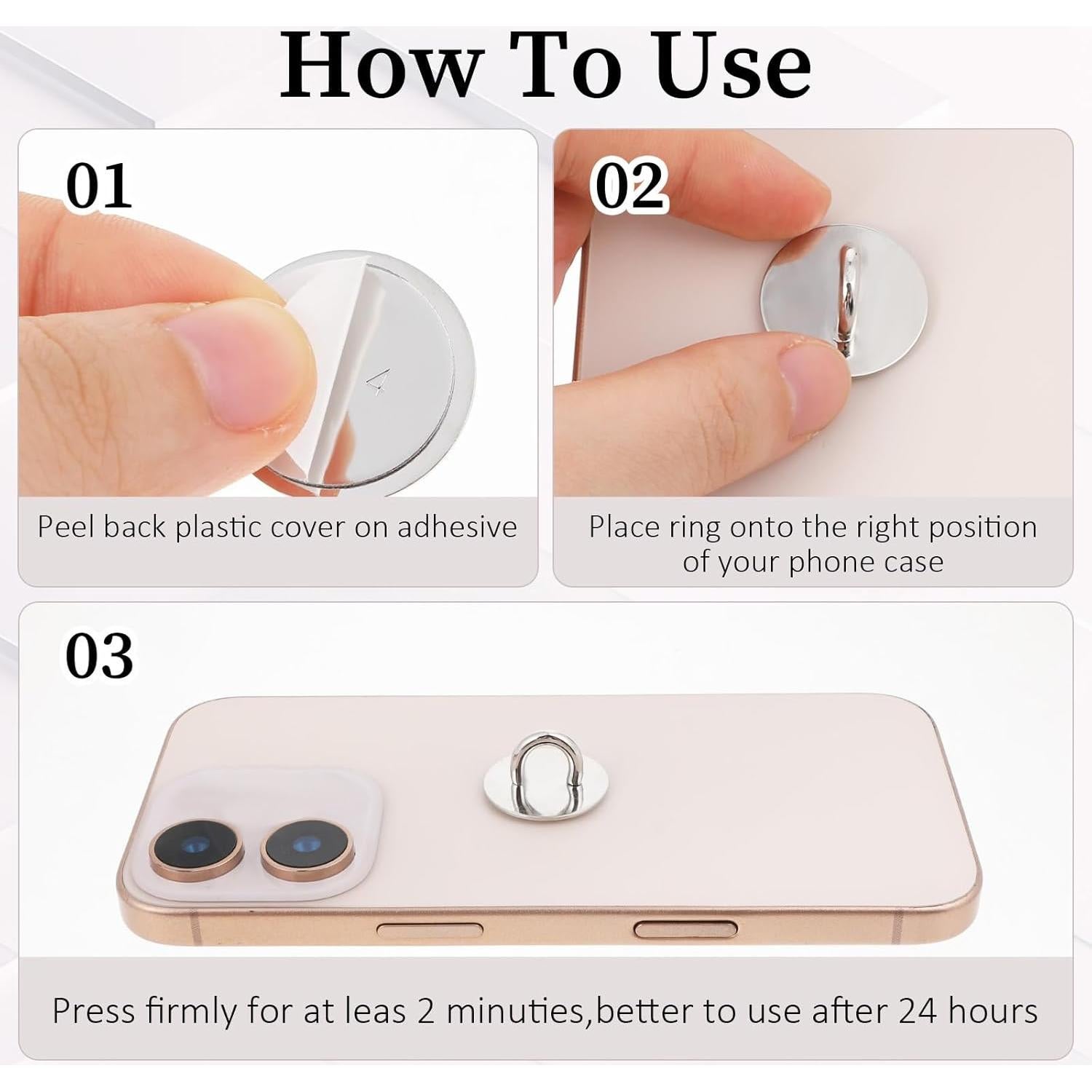 16 Ganchos de Encanto para Teléfono Zyghjort Plata Adhesivos