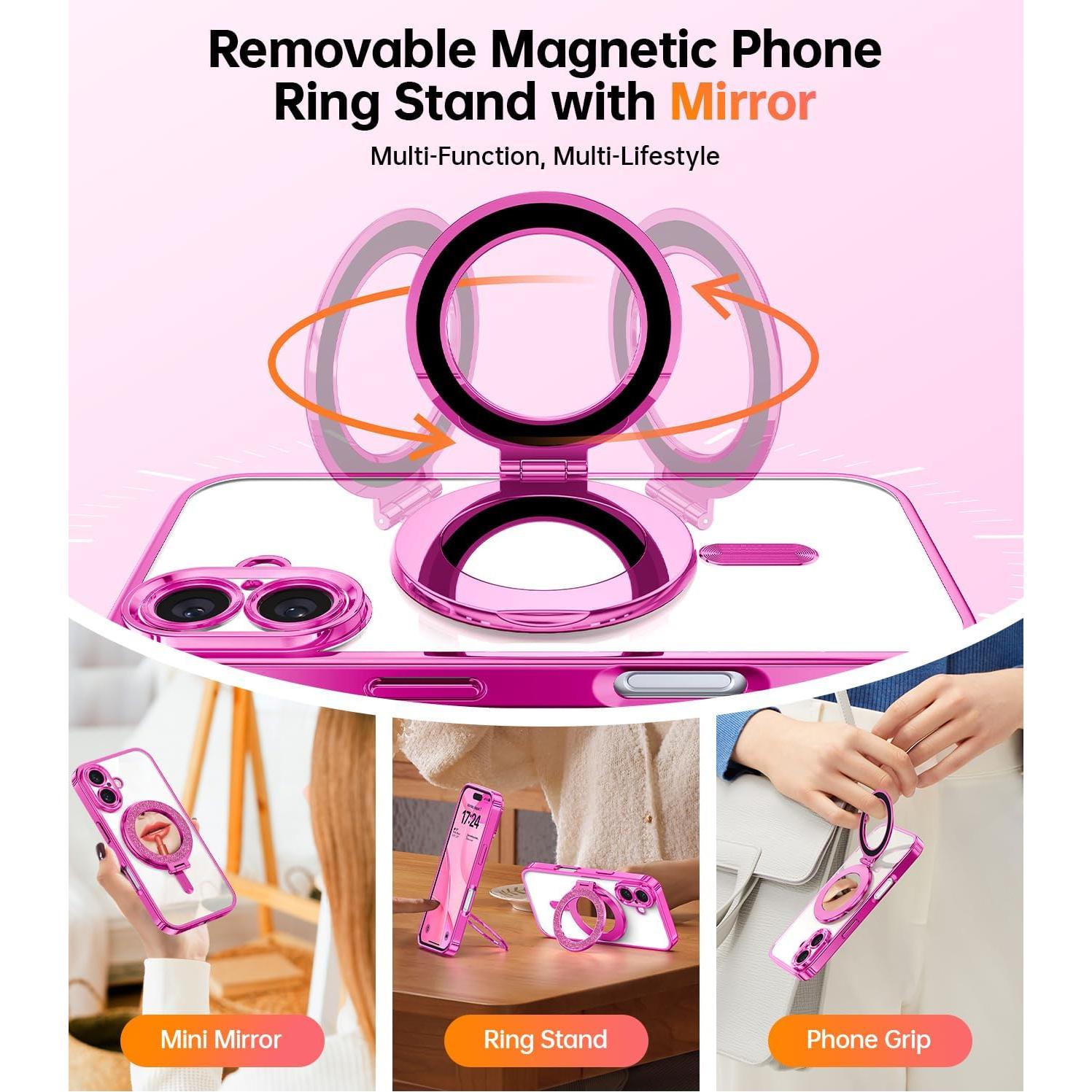 Funda Magnética Meifigno Rosa Brillante para iPhone 16 6.1"