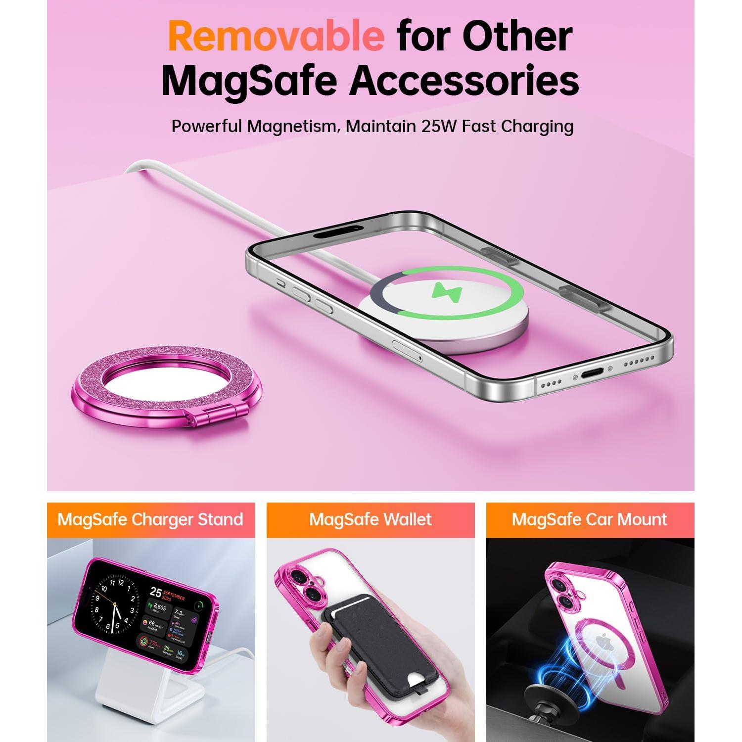 Funda Magnética Meifigno Rosa Brillante para iPhone 16 6.1"