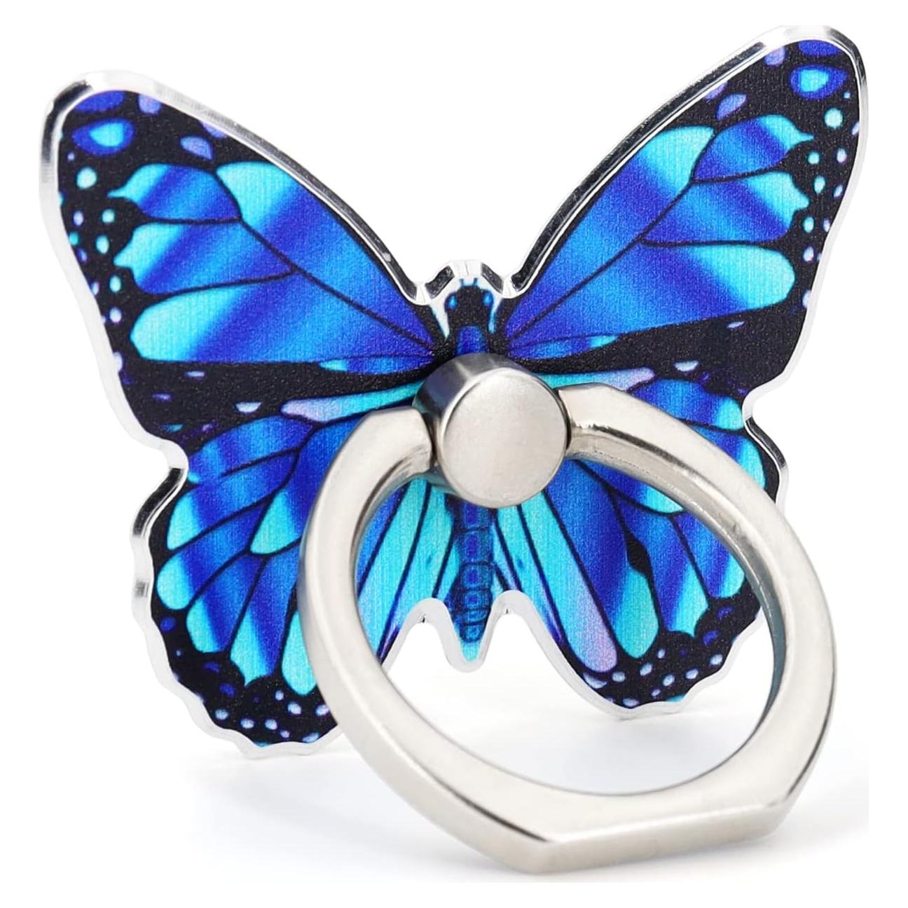 Soporte Anillo Teléfono Celular LaMignonne Mariposa Azul 360°