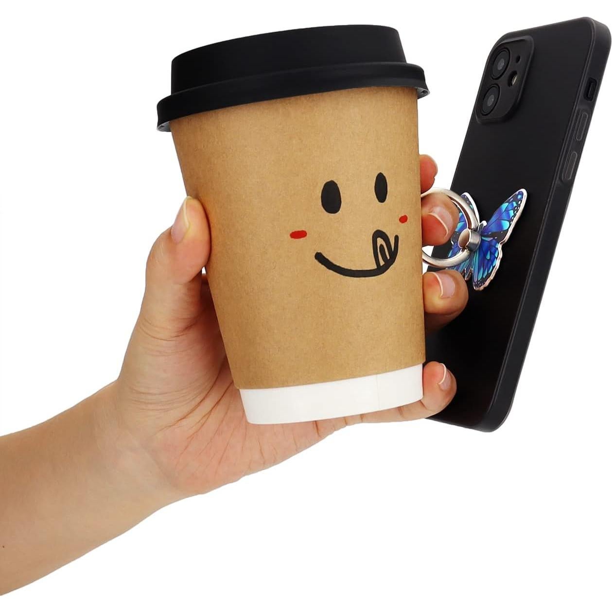 Soporte Anillo Teléfono Celular LaMignonne Mariposa Azul 360°