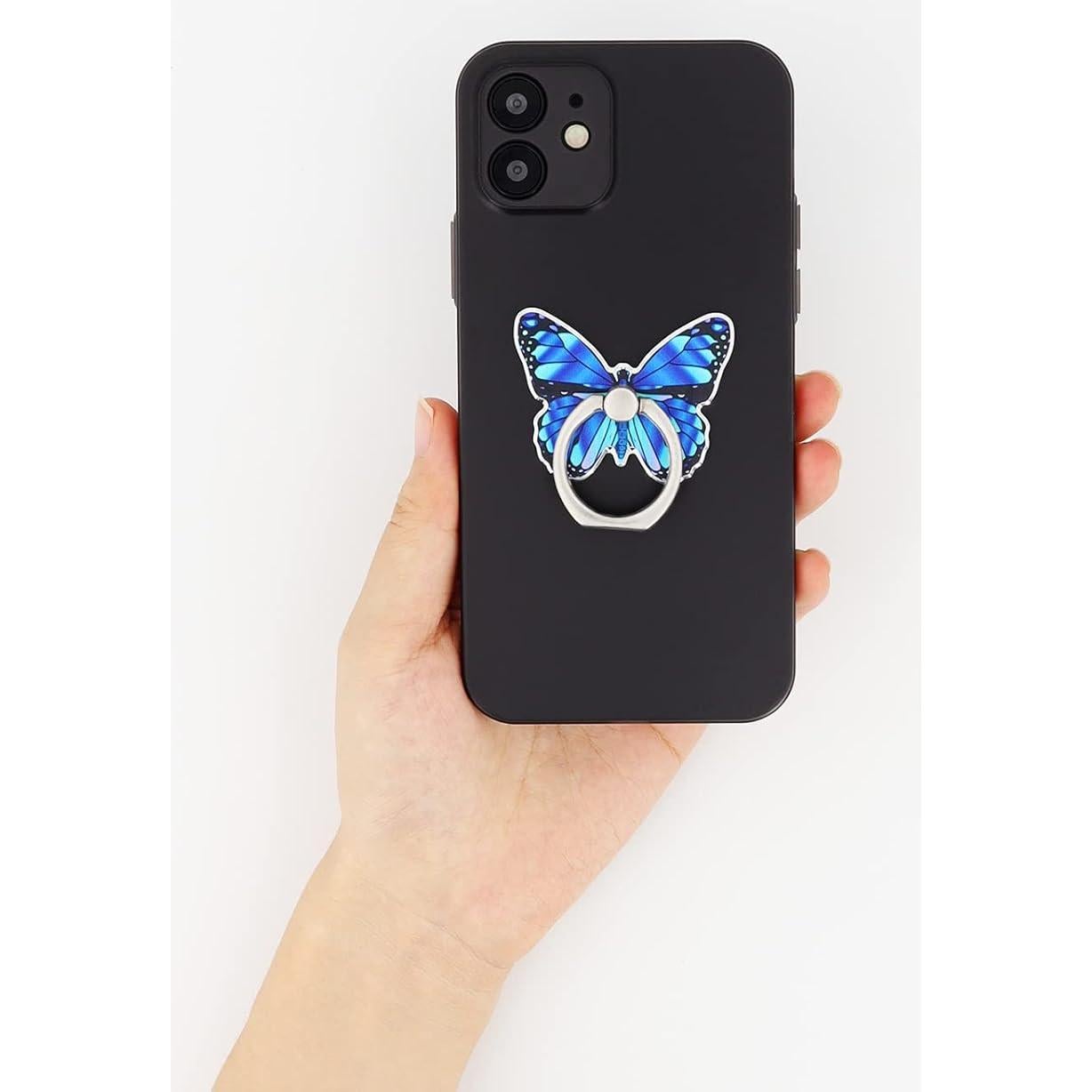 Soporte Anillo Teléfono Celular LaMignonne Mariposa Azul 360°