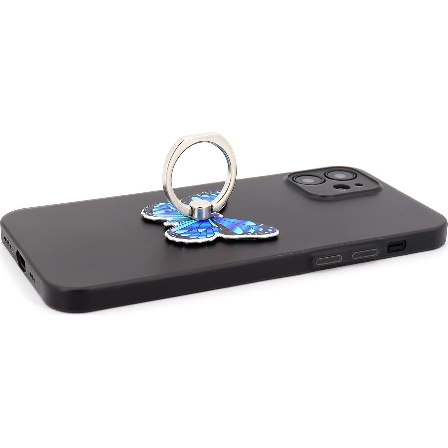 Soporte Anillo Teléfono Celular LaMignonne Mariposa Azul 360°