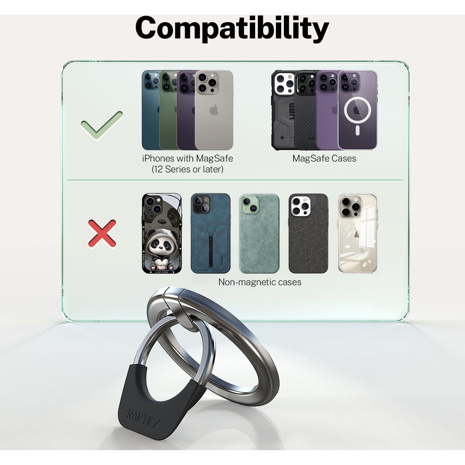 Soporte Magnético RAPTIC para Anillo MagSafe iPhone 12-15