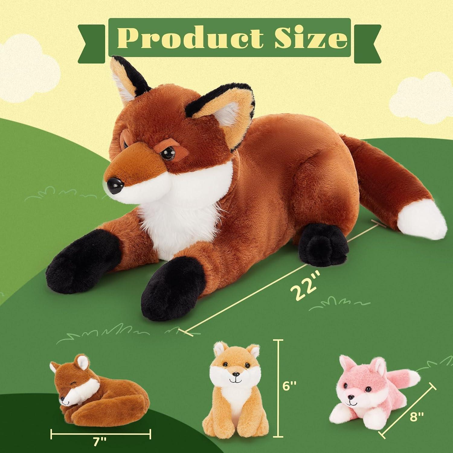 Juego de 4 Zorros de Peluche BENINY con Barriga con Cremallera