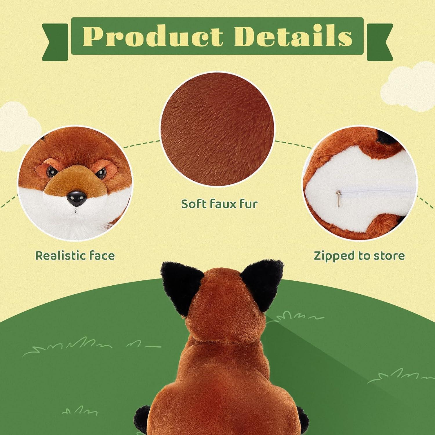 Juego de 4 Zorros de Peluche BENINY con Barriga con Cremallera