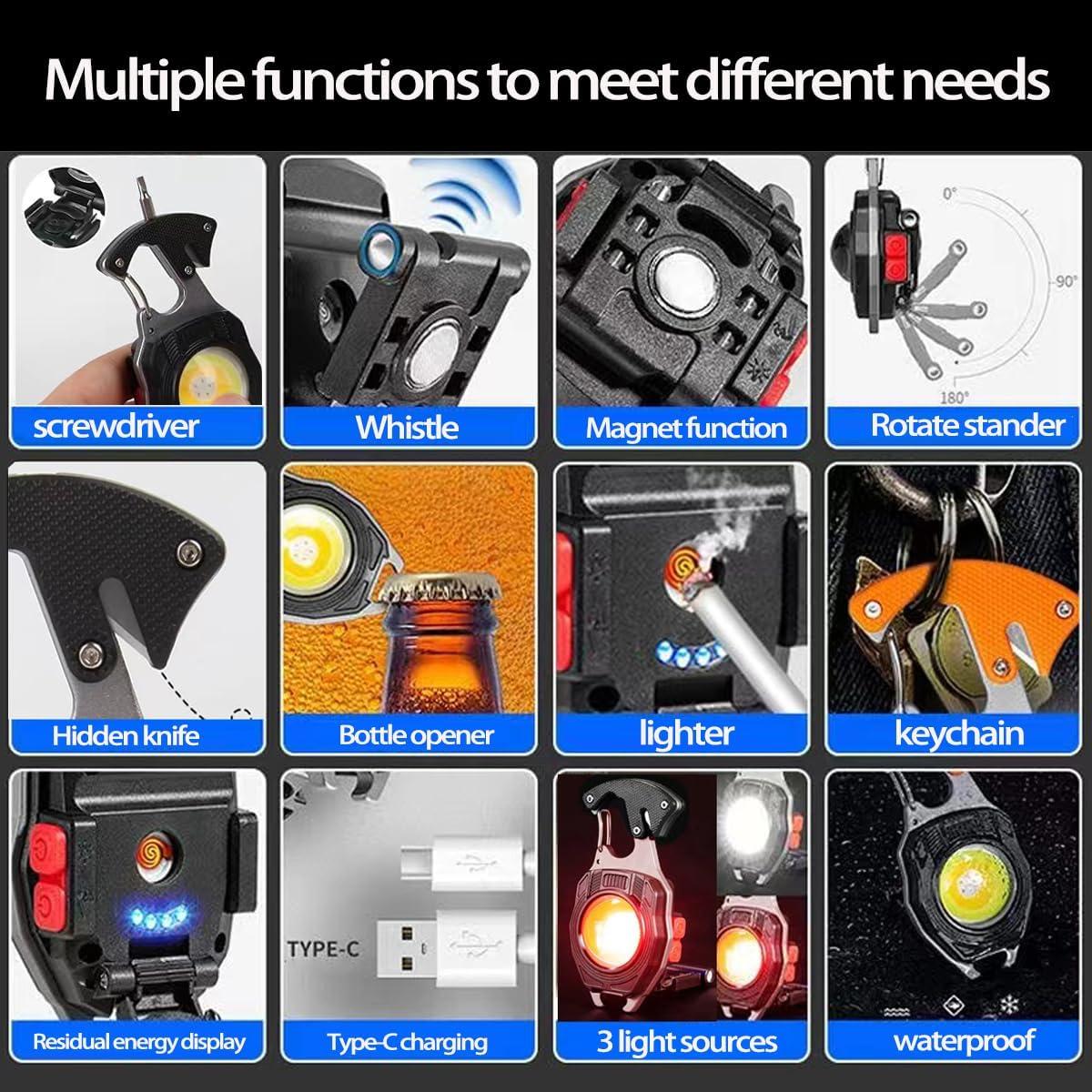 Linterna de Llavero COB EzoLife 1600 Lúmenes Recargable USB
