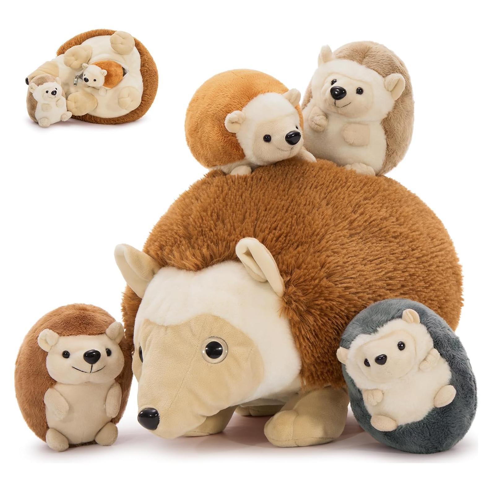 Juego de 5 Erizos de Peluche Mamá y Bebés 35,56 cm