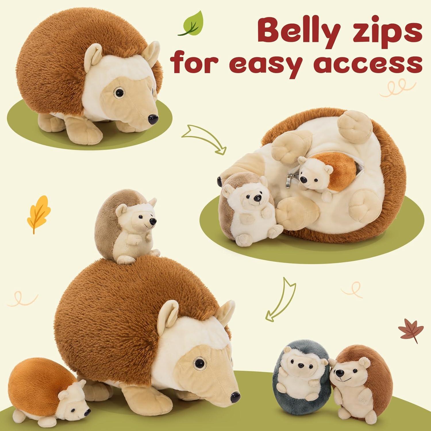 Juego de 5 Erizos de Peluche Mamá y Bebés 35,56 cm