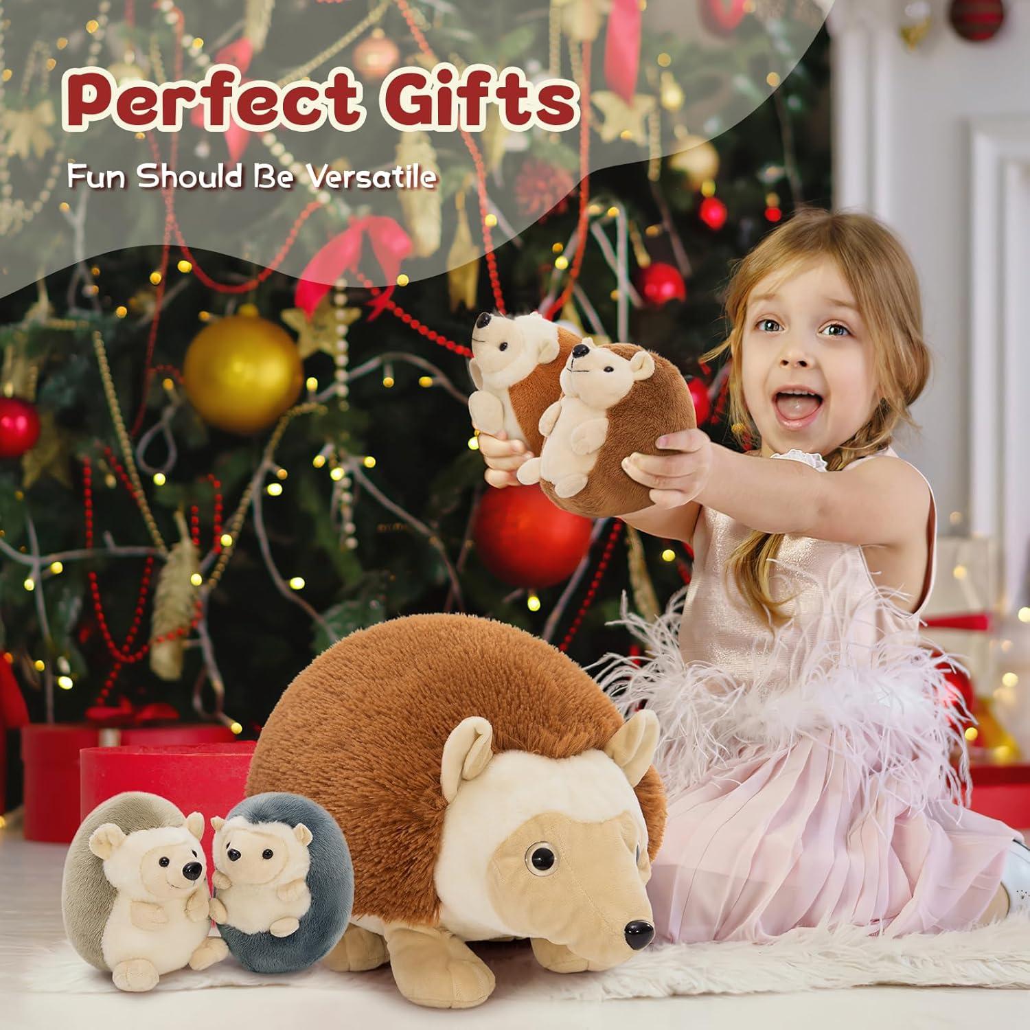 Juego de 5 Erizos de Peluche Mamá y Bebés 35,56 cm