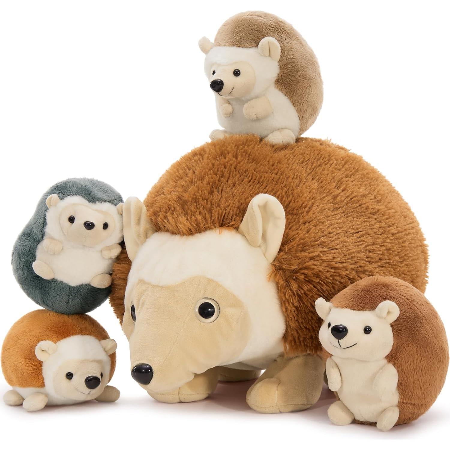 Juego de 5 Erizos de Peluche Mamá y Bebés 35,56 cm