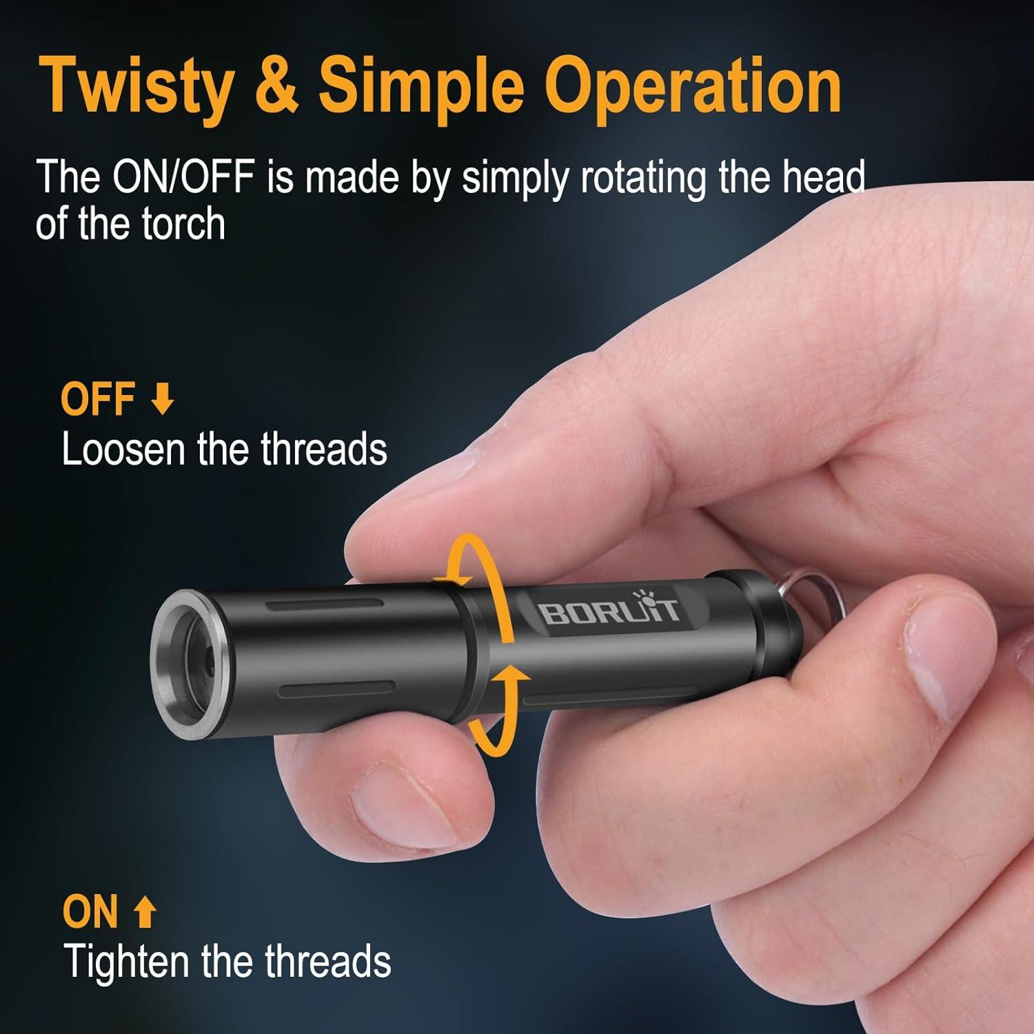 Linterna Mini EDC BORUIT RJ11 LED AAA Impermeable IP67