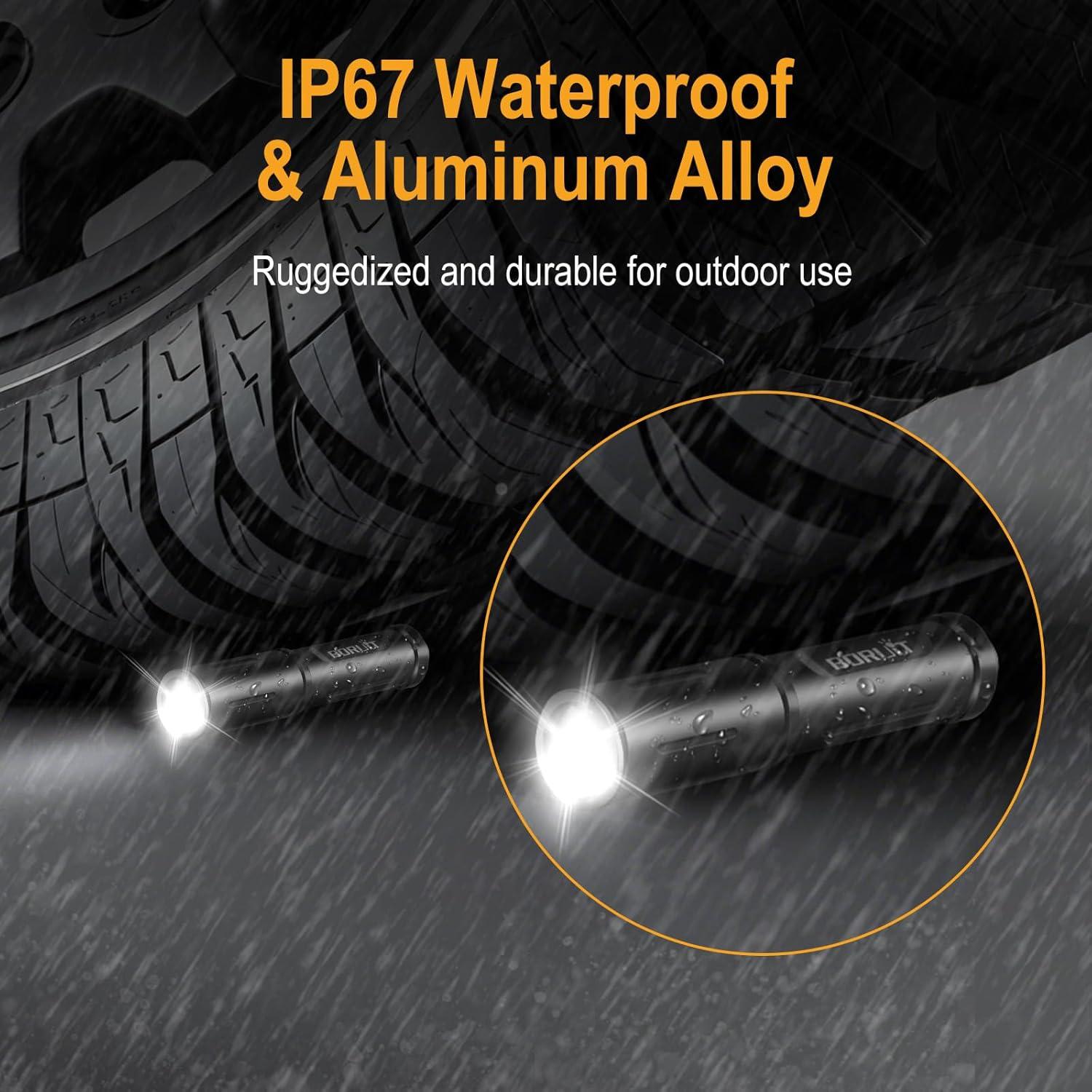 Linterna Mini EDC BORUIT RJ11 LED AAA Impermeable IP67