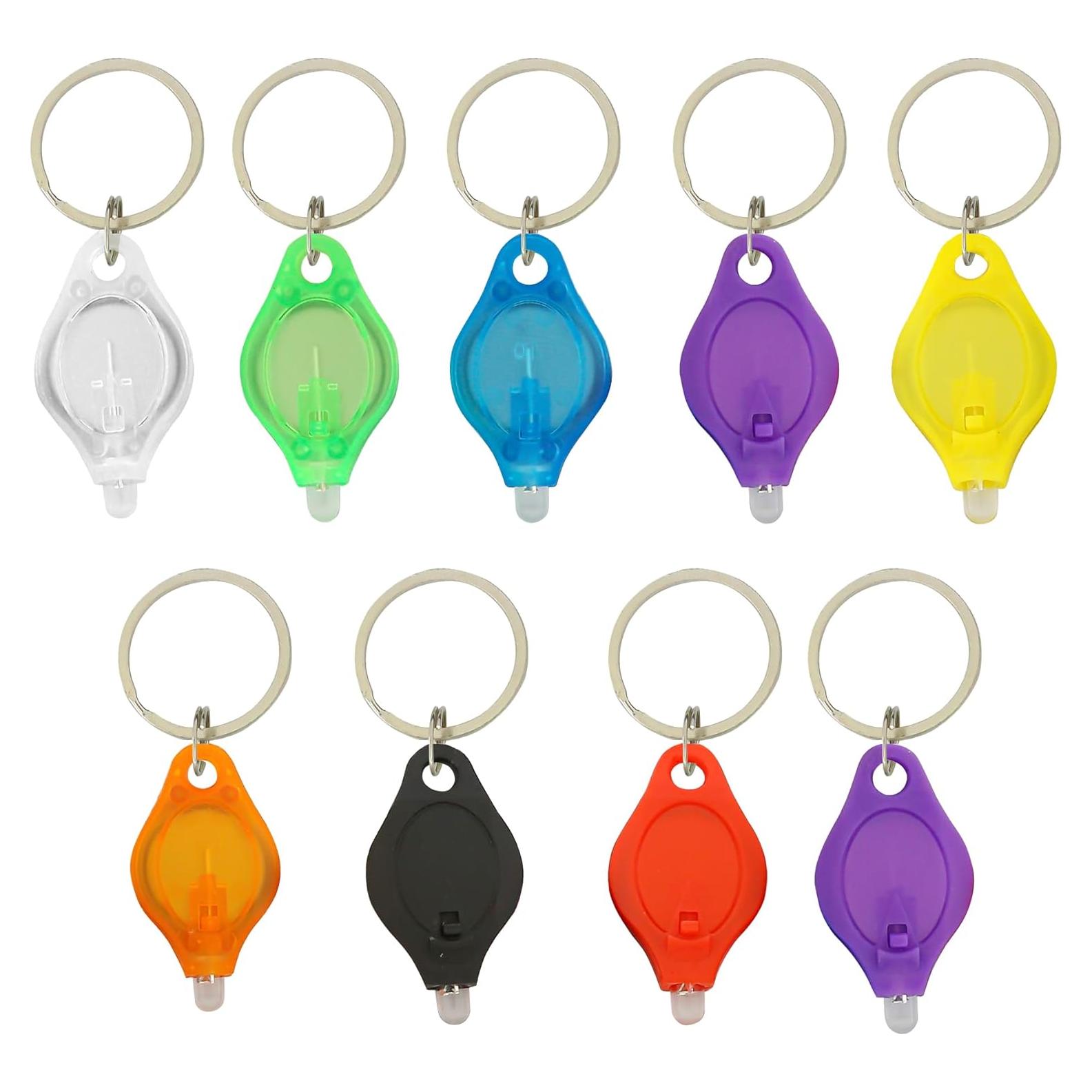 9 Linternas LED de Llavero Marsrut, Colores Brillantes, 4.06 cm