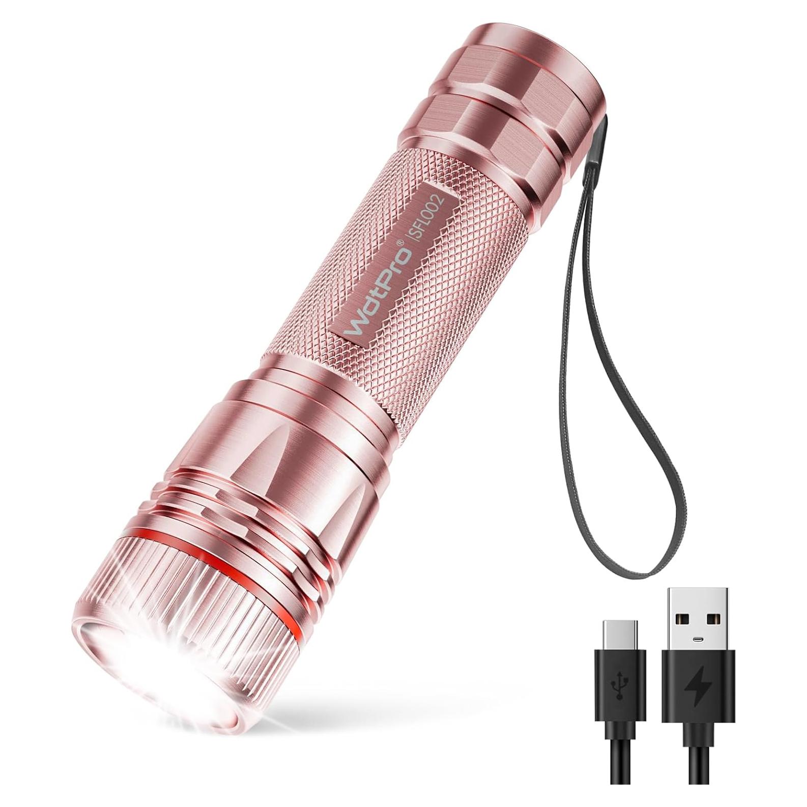 Linterna Recargable WdtPro SFL002 LED 10H Rosa Compacta