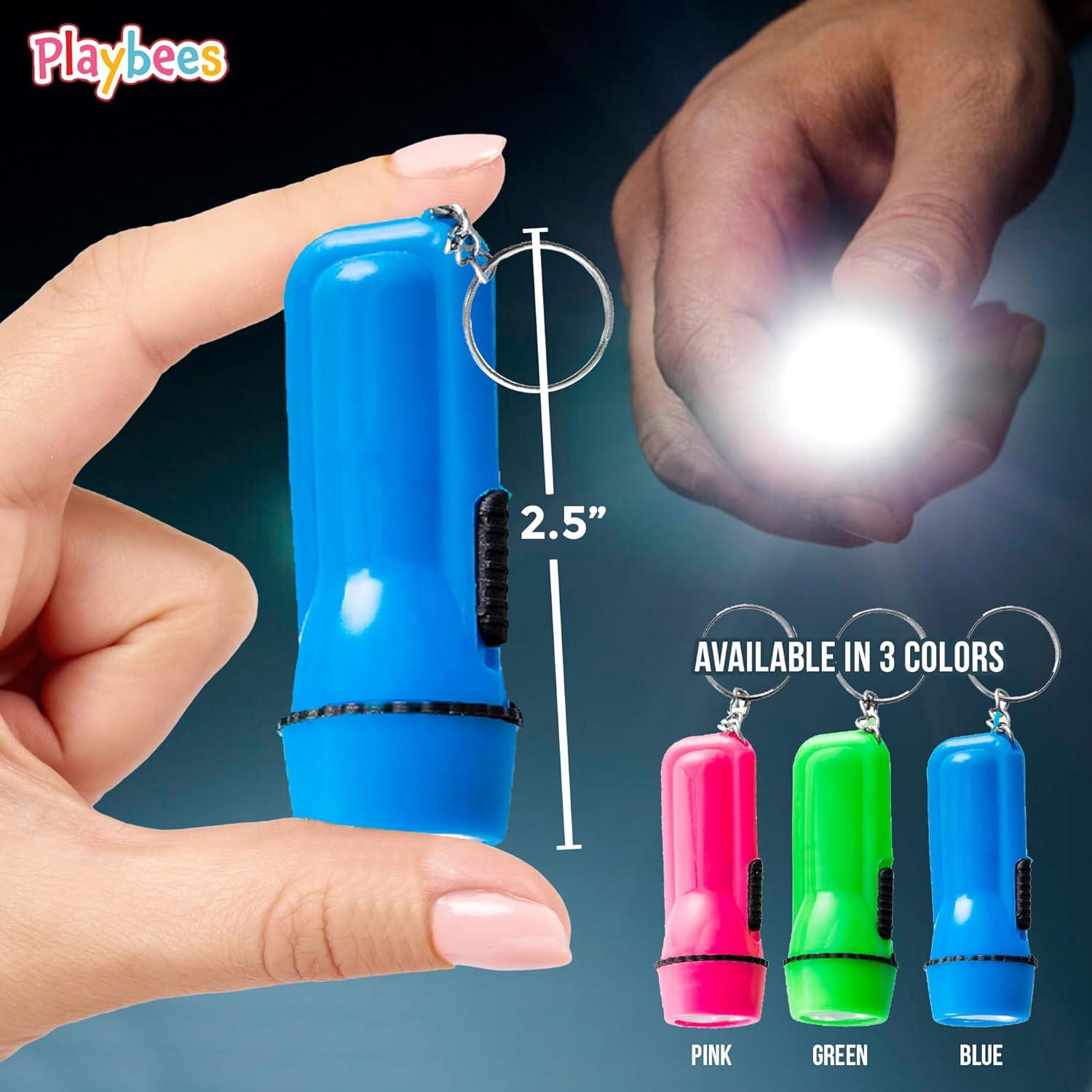 Mini Linternas LED de Llaveros Playbees - Paquete de 24 Colores