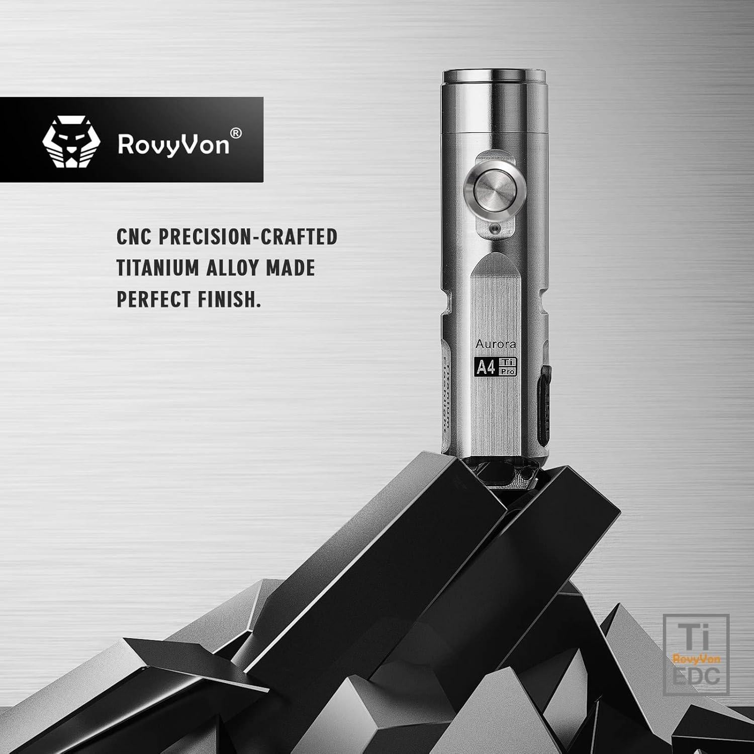 Linterna de Llavero RovyVon A4 Pro Titanio 650 Lúmenes USB-C