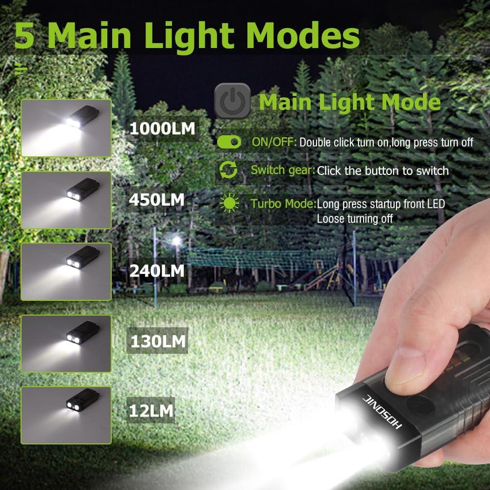 Linterna EDC HOSONIC E9 Recargable UV 1000 Lúmenes IPX4