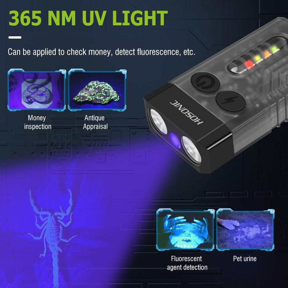 Linterna EDC HOSONIC E9 Recargable UV 1000 Lúmenes IPX4