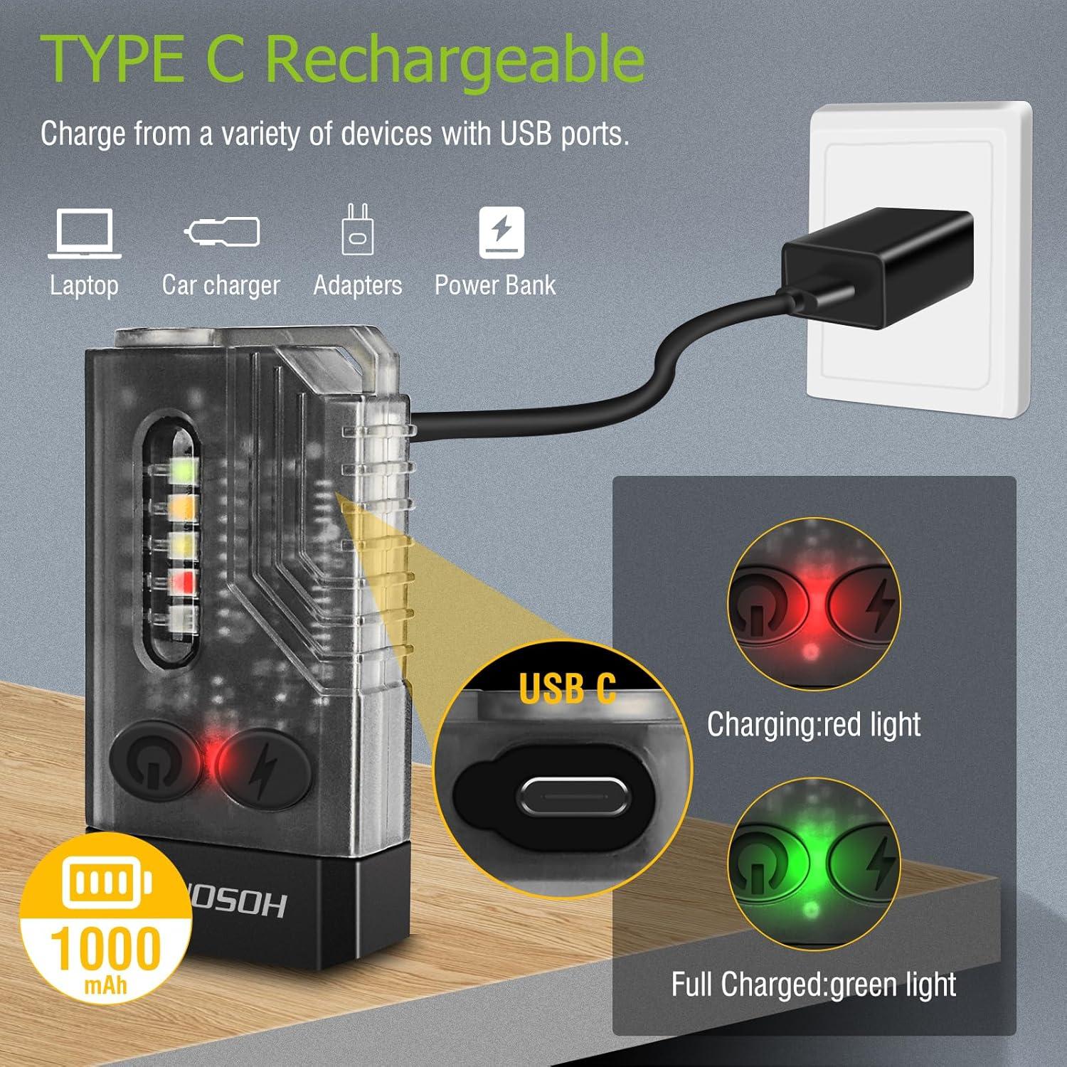 Linterna EDC HOSONIC E9 Recargable UV 1000 Lúmenes IPX4