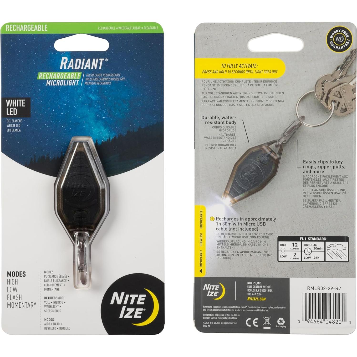 Microluz Recargable Nite Ize Radiant 12 Lúmenes LED Coyote