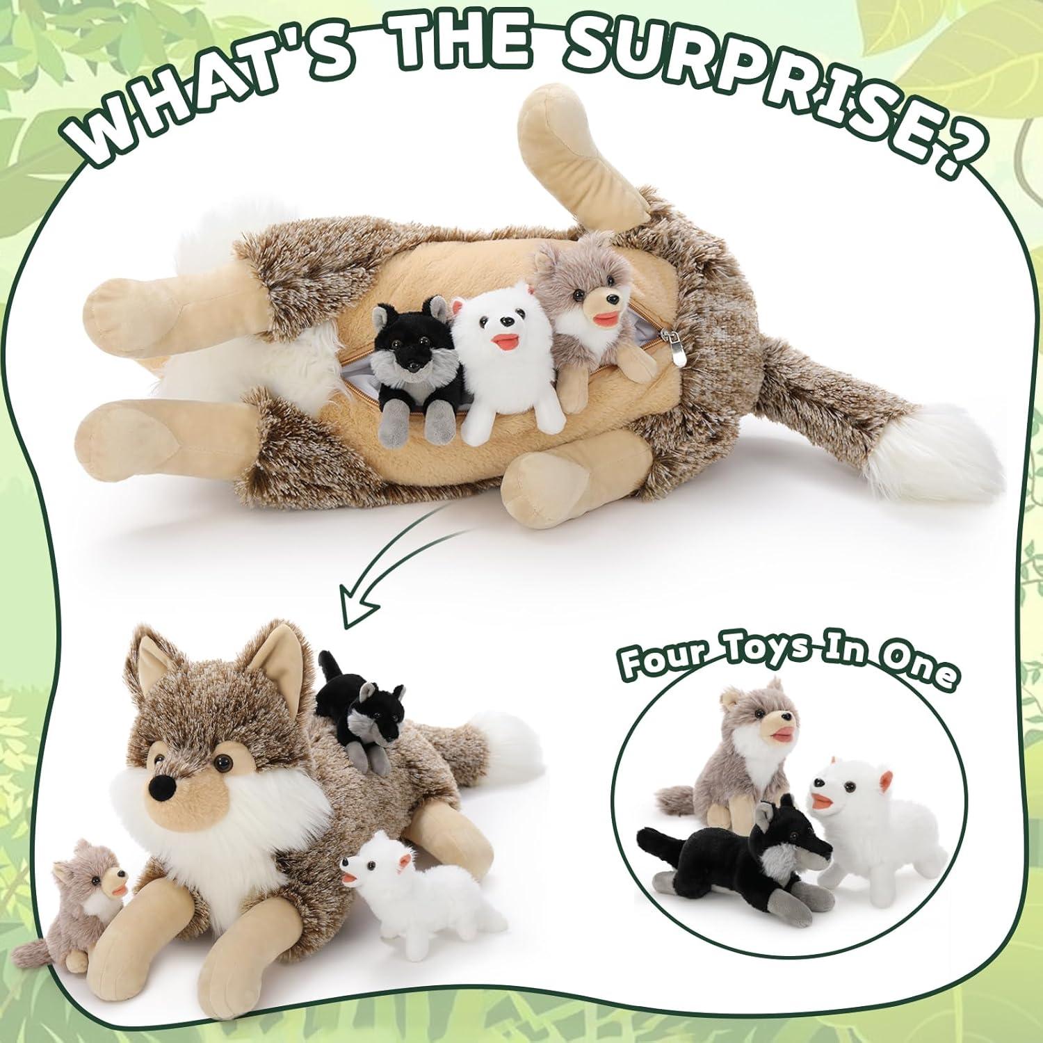 Juego de 4 Piezas de Peluche Lobo BENINY 50.8 cm Realista