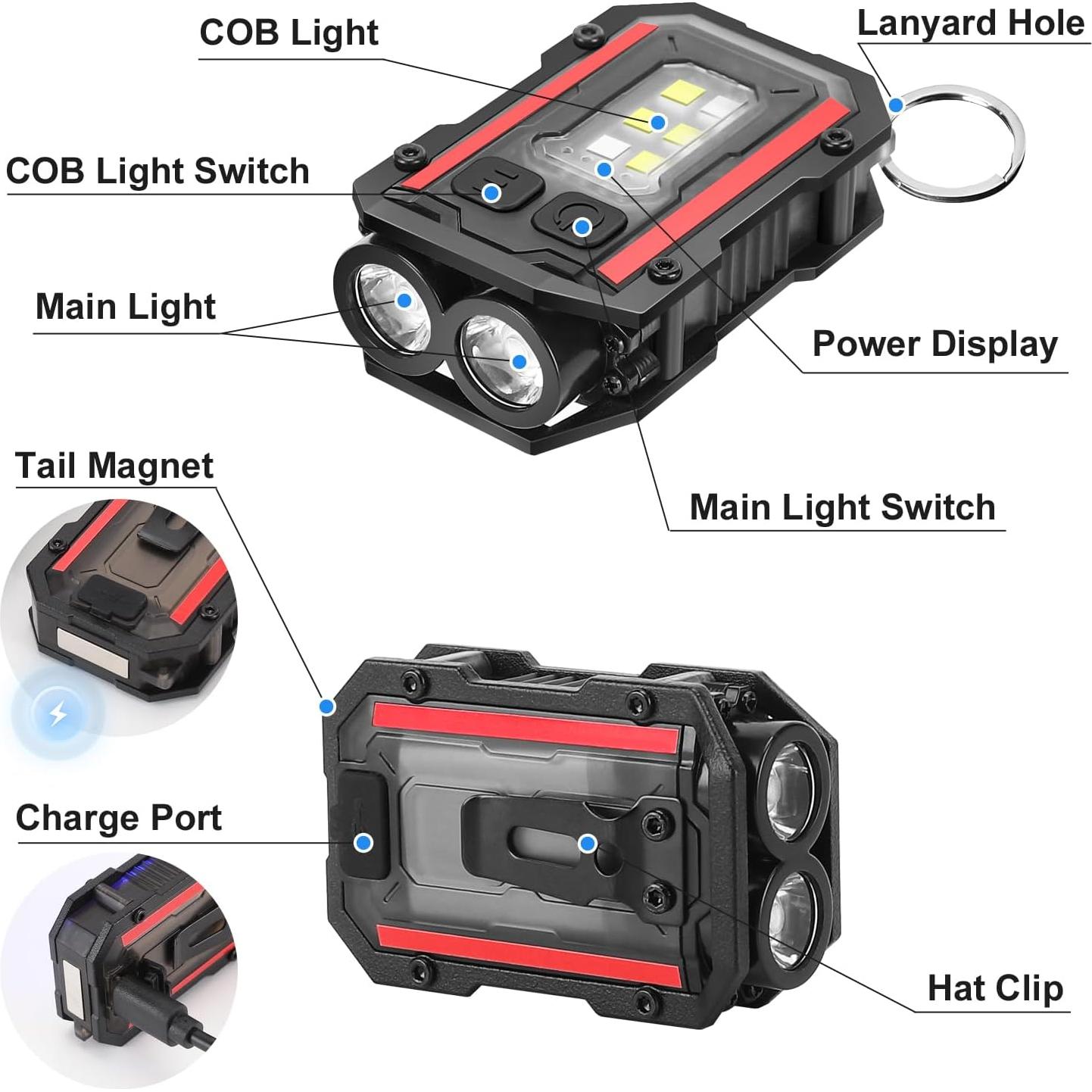 Mini Linterna de Llavero SUNPRO Recargable 8 Modos Compacta