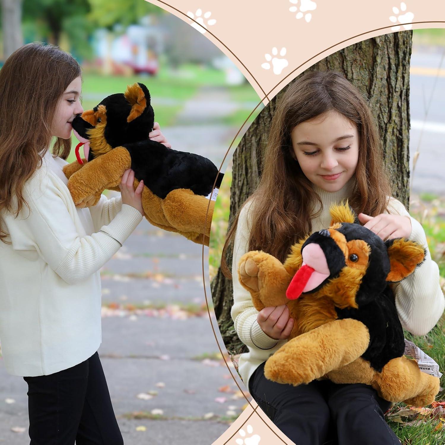 Peluche Pastor Alemán Gigante 50 cm con 4 Bebés