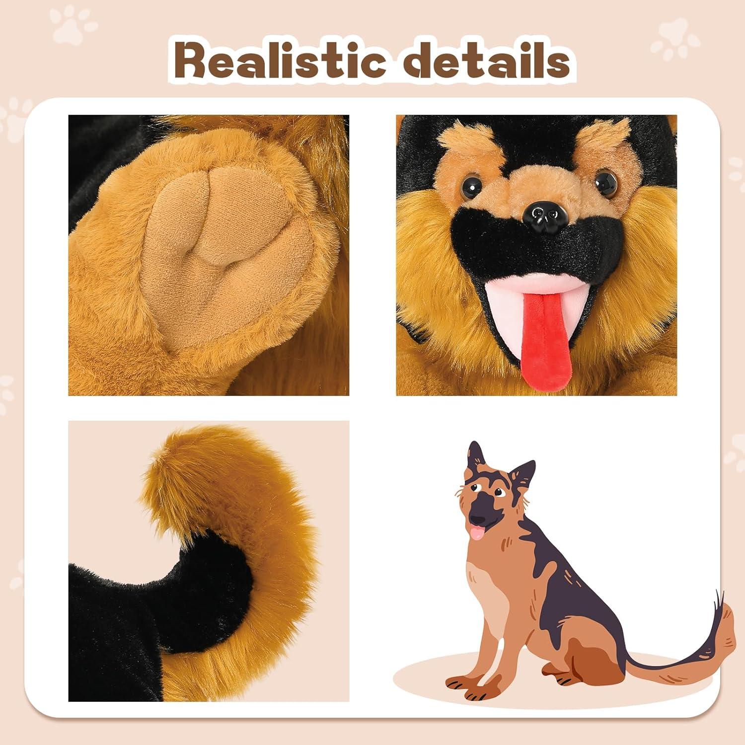 Peluche Pastor Alemán Gigante 50 cm con 4 Bebés