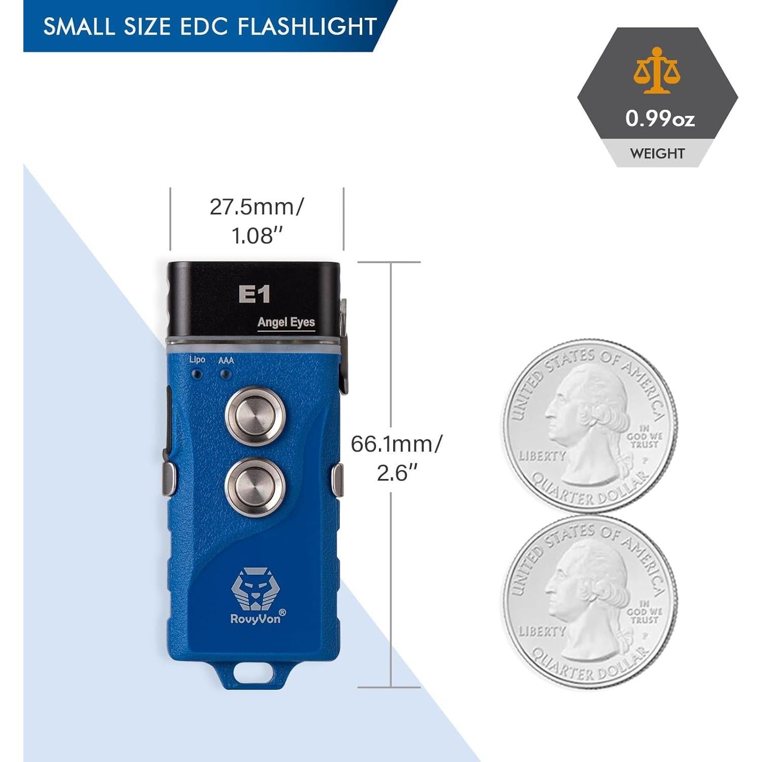 Linterna RovyVon E1 Mini EDC 700 Lúmenes Recargable USB-C