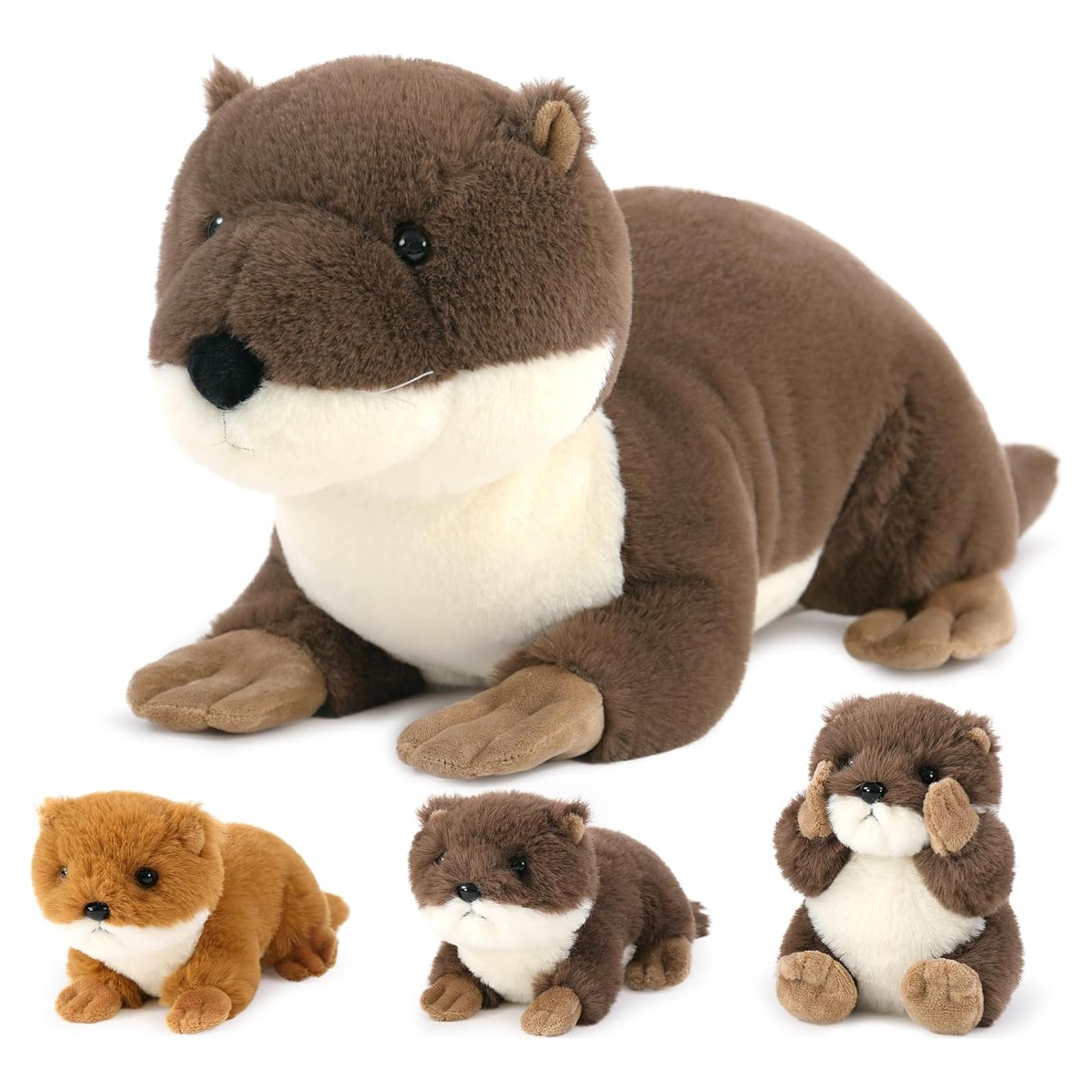 Juego de 4 Piezas de Peluche Nutria BENINY - 1 Mamá 3 Bebés
