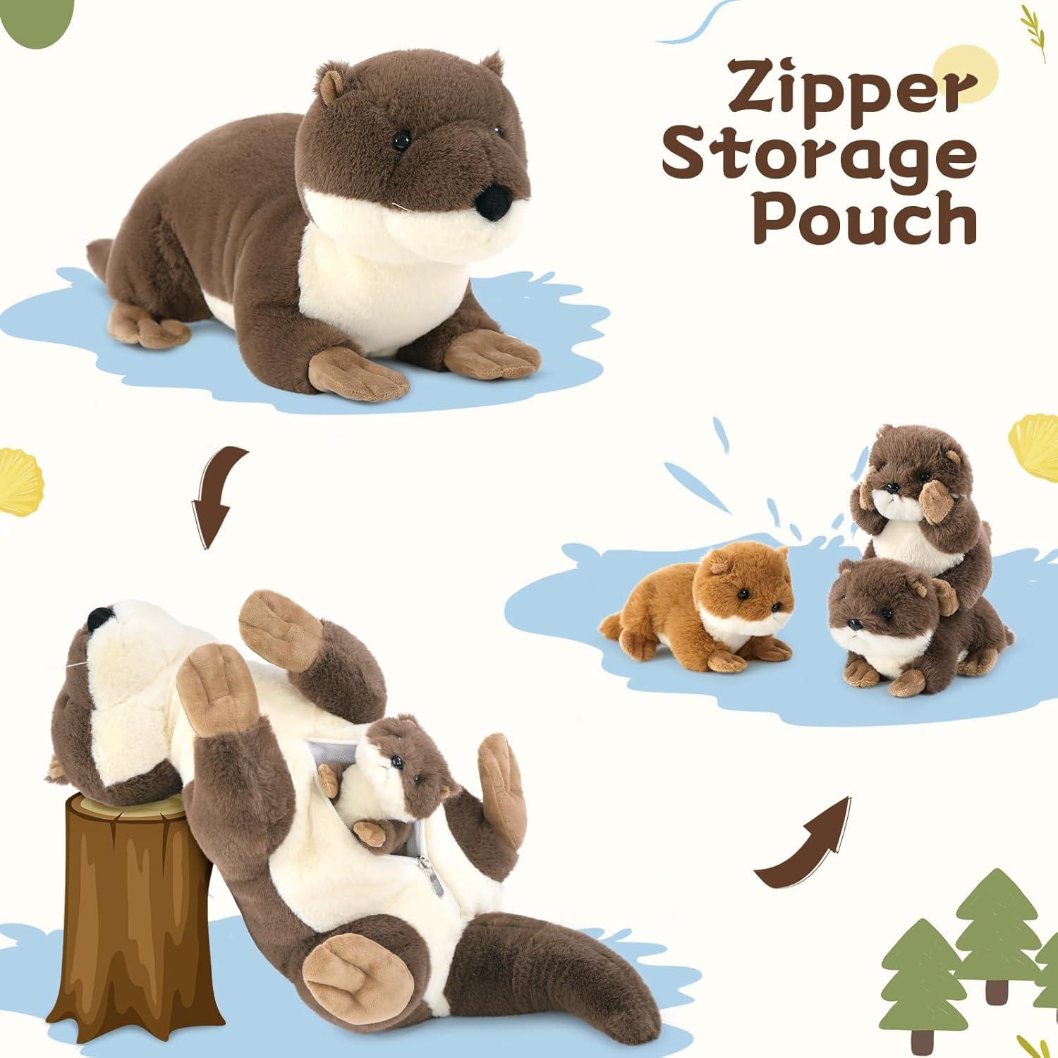 Juego de 4 Piezas de Peluche Nutria BENINY - 1 Mamá 3 Bebés